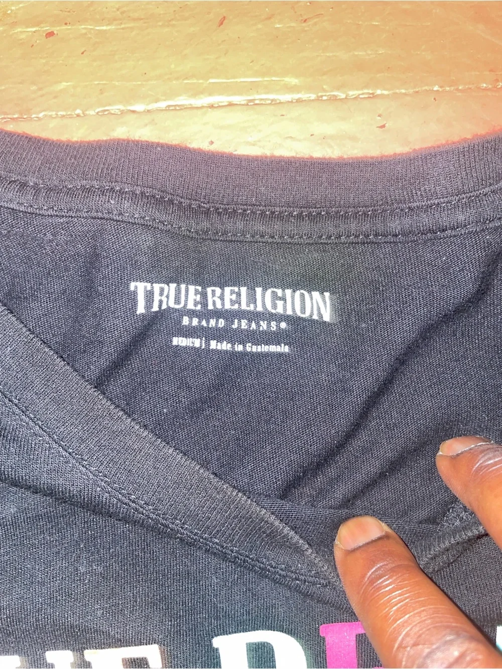 True Religion Black Long Sleeve Crew with Multicolor Logo